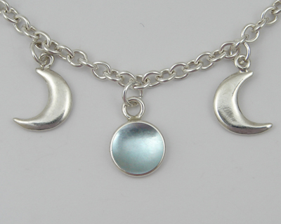 Sterling Silver Moon Phases Necklace With Blue Topaz